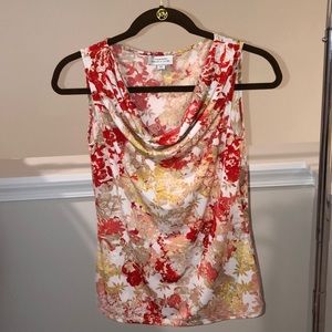 Tahari cowl neck floral tank top. Barely worn!